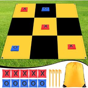 Tic Tac Toe Game - 4ft x 4ft Outdoor Yard Games Giant Tic Tac Toe for Kids Adults and Family, Bean Bag Toss Tic Tac Toe Outdoor Games for Backyard, Lawn, Fun Camping Games No Assembly