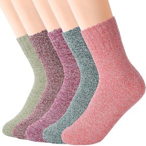 Wool Socks - Thick Soft Wool Socks for Women, 5 Pairs Womens Wool Socks, Winter Hiking Socks Cozy Socks Warm Socks