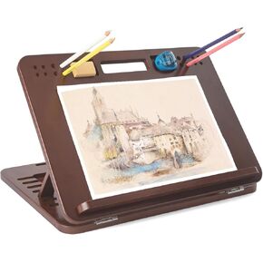StrongTek Bamboo Easel with Handle, 16x12 Inch, Portable Table Easel, Lightweight 4 lbs, 7 Adjustable Angles, Built-in Storage, Versatile Sketch Board, Ideal for Drawing, Painting, and Laptop Stand