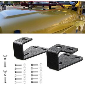 SKTYANTS High Lift Jack Mount Hood Brackets Lockable Mounting Compatible with Wrangler CJ 1944-1986/TJ 1997-2006/ YJ 1987-1995 Black 1 Pair