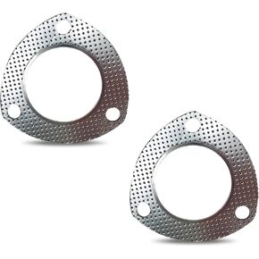 Pack-2 Automobile Exhaust Pipe Interface Gasket Kit, 3" 3 Hole High Temperature Resistant Muffler Gasket Replacement, Durable Metal 500MPa Vehicle Seals, Universal for Most Cars (Silver)