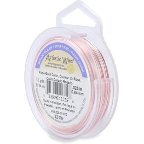 Artistic Wire, 22 Gauge (.64 mm), Silver Plated, Rose Gold Color, 10 yd (9.14 m)