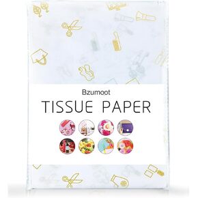 Bzumoot 50 Sheets Tissue Paper 20 * 28 Inches White and Gold Tissue Paper for Gift Bags Love Flower Wrapping Gift Paper Tissue Paper Packaging for Lovers Friends Elders
