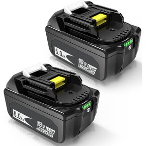 استبدال بطارية WORTHMAH BL1860 6.0Ah 18 فولت لبطارية ماكيتا 18 فولت مع مؤشر LED BL1815 BL1860 BL1830 BL1850B-2 LXT-400 أدوات كهربائية لاسلكية، عبوتان مع قلم نجار واحد