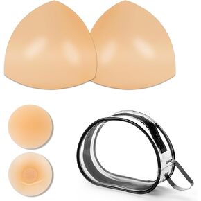 Double-Sided Sticky Bra Pads Insertion Quick Push Bra Pad Triangular Bra Pad Reusable for Washable Bra Pad Swimsuit Sports Bra Push up Bikini Pads, Suspender Bra (2 Pair Color