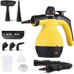 Handheld Steam Cleaner, Steamer for Cleaning, Multipurpose Portable Steam Cleaners for Home Use with Safety Lock and 9 PCS Accessory Kit to Remove Grime (Yellow)