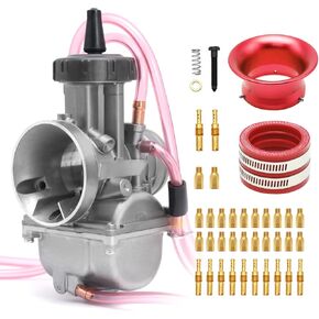 PWK 36mm Carburetor Motorcycle Carb Kit Jet with Air Filter Intake Manifold Boot for 300cc to 400cc Dirt Bike Pit Bike Motorcycle ATV UTV Scooter Moto Mini Bike Go Kart (Red 36mm)