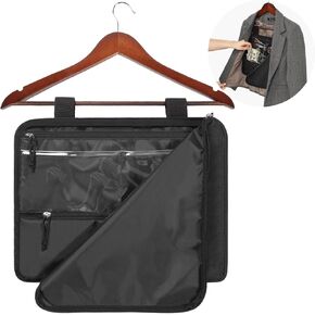 Hanger Diversion Safe Bag, Hidden Safe Pocket for Money Cash，Secret Document Holder Zipper Pouch，Fits Under Hanging Clothes with Clear Pocket to Hide Valuables for Home Travel Dorm, (BLACK)