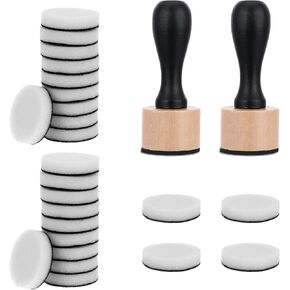 2PCS Mini Round Ink Blending Tool with Foams Set Including 24PCS Replacement Refill Sponge, Refill Foam Tool No More Inky Fingers Ink Blending Tool with Spare Pads for Foam Scrapbooking Craft Stamping
