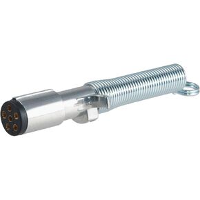 CURT 58082 Trailer-Side 6-Pin Round Wiring Harness Plug with Spring, SILVER