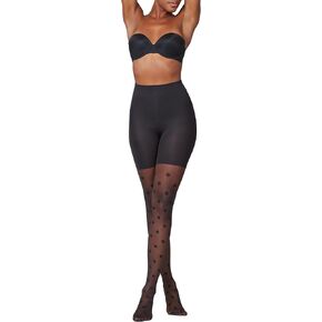 SPANX Tight End Tights - Comfortable Tummy Control Shapewear - No Visible Panty Lines - Sheer Polka Dot - Very Black