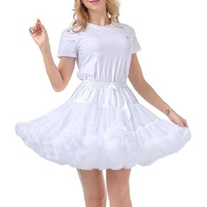 Women Short Petticoat Skirt Elastic Waist Fluffy Petticoat Tutu Tulle Skirt Under Dress