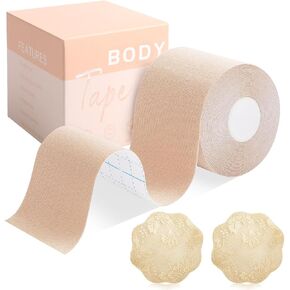 Okela Boob Tape شريط رفع الثدي، شريط الجسم لرفع الثدي، حمالة صدر لاصقة عصرية بتلات الثدي، شريط بوب لكأس الثدي A-E