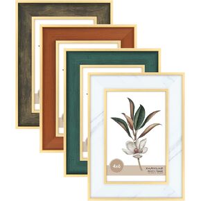 XUANLUO 4 Pack 8x10 Inch Farmhouse Rustic Picture Frame Sets with Distressed Blue Wood Grain,Display Pictures 5x7 with Mat or 8x10 Without Mat for Tabletop or Wall Decor