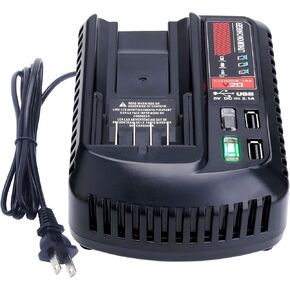 Lasica CMCB124 20V Charger Compatible with Craftsman V20 Series 20 Volt Lithium Batteries, V20 Dual Port Charger, Replacement for Craftsman Battery Charger Station CMCB104 CMCB124