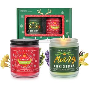 Christmas Scented Candles for Home 2 Pack 14OZ Merry Christmas Tree Candles Set Winter Aromatherapy Candles for Christmas Gifts Burn Time 100h