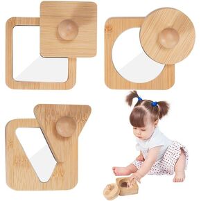 Shape Puzzle, Mirror Knob Puzzles for Toddlers, Baby First Shapes Puzzle Babies Peg Shapes Puzzle, Geometric Learning Mirror Shapes Puzzle for Baby Infant