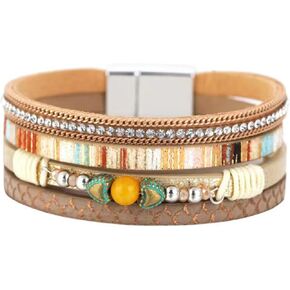 KunBead Leather Wrap Bracelets for Women Handmade Braided Boho Multi-Layer Bracelet Wristband Cuff Bangle Birthday Jewelry in Kuwait
