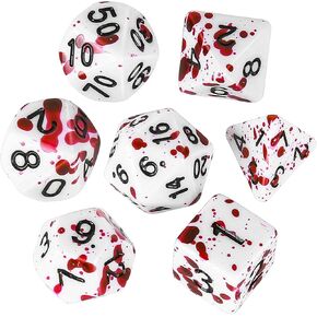 OriCraft D20 Vampire Dice DND Dice Set Realistic Blood Splatter Gaming Dices Bloody Dice Polyhedral Role Playing Game Dice Dungeons and Dragons Dice