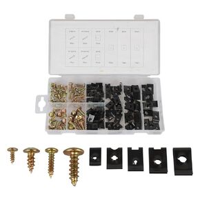 170PCS Car U Clips and Screw Assortment Kit - 9 Different Sizes Automotive U Nut and Screw Clip for Car Dash Door Panel Interior