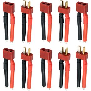 Deans T Plug Connector - 10PCS Female and Male Connectors with 14AWG Silicone Wire Cable RC Lipo Battery Pipe for RC Car Drone 40mm (5 Female and 5 Male)