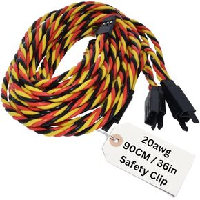 BackBayRC - 20awg Twisted Servo Extension Cable w/Safety Clip - 100 Strands for RC Vehicles, Drones, E-Bikes - 8 Lengths / 5 Wires per Pack (15CM / 6in)