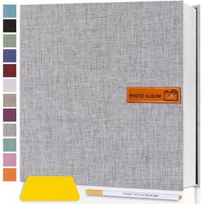 Large Photo Album Self Adhesive Page for 4x6 5x7 8x10 Photos Scrapbook Magnetic Photo Albums DIY Memory Picture Book with Sticky Pages for Family Baby Wedding 11x10.6 Grey 40 Pages