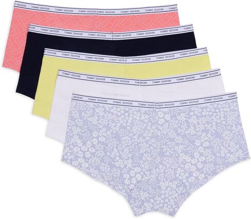 Tommy Hilfiger Women's Underwear Classic Cotton Logoband Hipster Panties, 5 Pack, Tri Color Th Offset, X-Large in Saudi Arabia