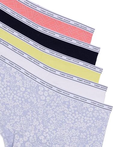 Tommy Hilfiger Women's Underwear Classic Cotton Logoband Hipster Panties, 5 Pack, Tri Color Th Offset, X-Large in Saudi Arabia