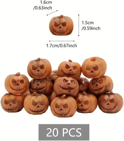 20PC Halloween Pumpkins Mini Halloween Figurines, Halloween Miniatures Sets Mini Pumpkins for Crafts Halloween Village Accessories, Halloween Dollhouse Miniatures Mini Pumpkin Decor (20 PC) in Saudi Arabia