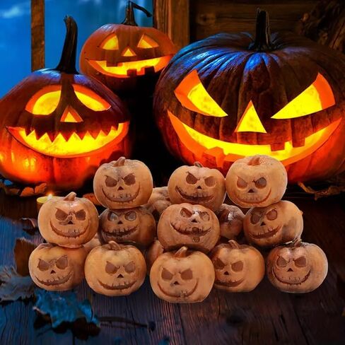 20PC Halloween Pumpkins Mini Halloween Figurines, Halloween Miniatures Sets Mini Pumpkins for Crafts Halloween Village Accessories, Halloween Dollhouse Miniatures Mini Pumpkin Decor (20 PC) in Saudi Arabia