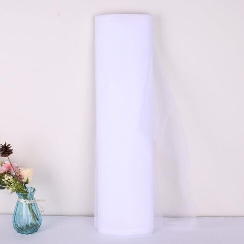 54" by 20 Yards (60 ft) Tulle Fabric Rolls for Wedding Party Baby Shower Decoration Tutu Tulle Bolt DIY Wraping Crafts - White in Saudi Arabia