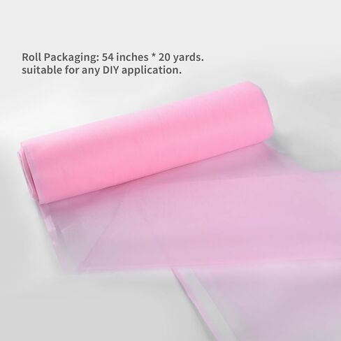 54" by 20 Yards (60 ft) Tulle Fabric Rolls for Wedding Party Baby Shower Decoration Tutu Tulle Bolt DIY Wraping Crafts - White in Saudi Arabia