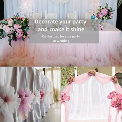 54" by 20 Yards (60 ft) Tulle Fabric Rolls for Wedding Party Baby Shower Decoration Tutu Tulle Bolt DIY Wraping Crafts - White in Saudi Arabia
