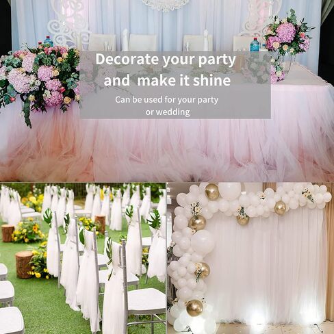 54" by 20 Yards (60 ft) Tulle Fabric Rolls for Wedding Party Baby Shower Decoration Tutu Tulle Bolt DIY Wraping Crafts - White in Saudi Arabia