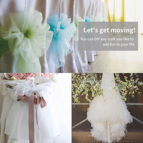 54" by 20 Yards (60 ft) Tulle Fabric Rolls for Wedding Party Baby Shower Decoration Tutu Tulle Bolt DIY Wraping Crafts - White in Saudi Arabia
