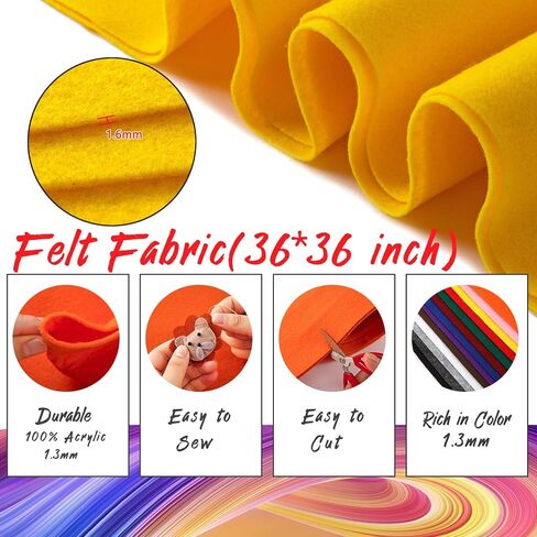 نسيج اللباد الأبيض HaoFeiJH مقاس 91.44 سم × 91.44 سم (1 ياردة مربعة) صفائح قماش 1.6 مم منسوجة ناعمة من الأكريليك اللباد من The Yard لخياطة ديكورات مشروع الأعمال الفنية بنفسك in Kuwait