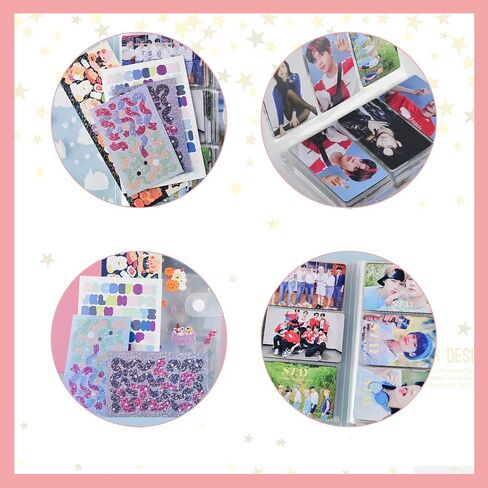 Kpop Photocard حامل كتاب 3 بوصة ألبوم صور صغير Kpop lomo حامل بطاقة 240 جيوب 4 أوراق DIY ملصقات لطيفة 5 قطع Photocard الأكمام 5 قطع سلسلة حبة الكرة (15 قطعة) in Saudi Arabia