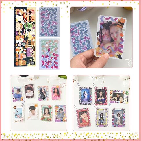 Kpop Photocard حامل كتاب 3 بوصة ألبوم صور صغير Kpop lomo حامل بطاقة 240 جيوب 4 أوراق DIY ملصقات لطيفة 5 قطع Photocard الأكمام 5 قطع سلسلة حبة الكرة (15 قطعة) in Saudi Arabia
