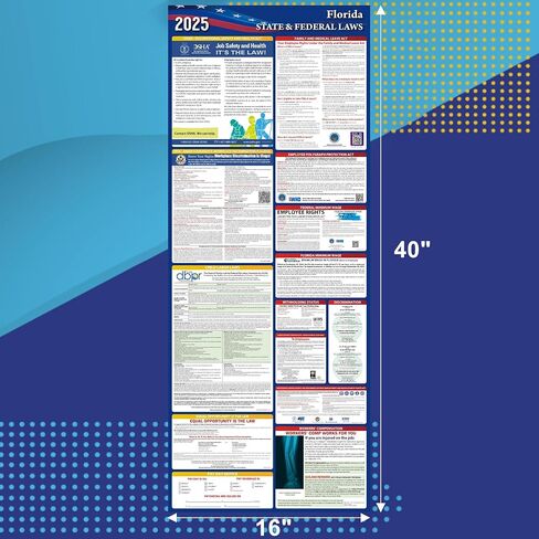 2025 Florida State and Federal Labor Laws Poster,OSHA Workplace Compliant,English Employment Poster,All in One Required Compliance Posting 16" x 40" in Kuwait