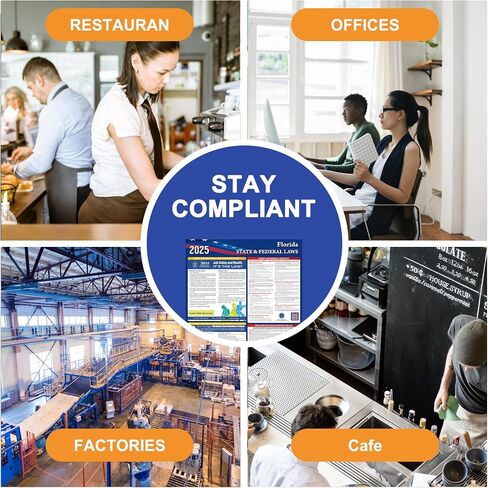 2025 Florida State and Federal Labor Laws Poster,OSHA Workplace Compliant,English Employment Poster,All in One Required Compliance Posting 16" x 40" in Kuwait