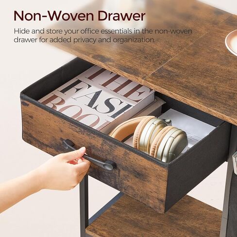 حامل طابعة مع درج تخزين، طاولة طابعة بطبقتين تحت المكتب مع حقيبة جانبية للمكتب المنزلي، عربة طابعة دوارة بعجلات قابلة للقفل، رف تخزين عالي التحمل، بني ريفي PTHR5601 in Kuwait