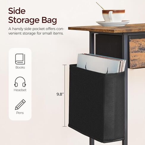 حامل طابعة مع درج تخزين، طاولة طابعة بطبقتين تحت المكتب مع حقيبة جانبية للمكتب المنزلي، عربة طابعة دوارة بعجلات قابلة للقفل، رف تخزين عالي التحمل، بني ريفي PTHR5601 in Kuwait