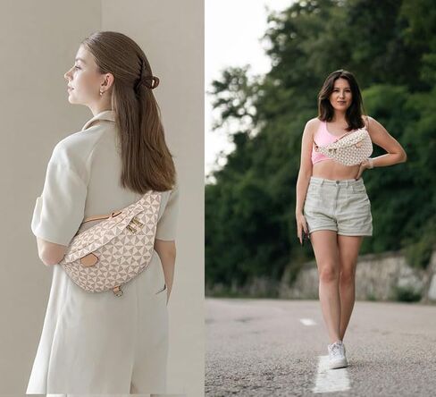 Versatile Women's Designer Fanny Pack - Sling Bag for On-the-Go Style & Travel - Perfect as Crossbody or Chest Bum Bag (Beige) in Saudi Arabia