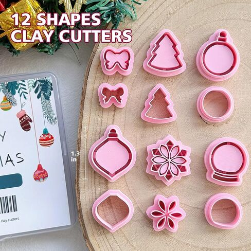 Keoker Christmas Embedded Clay Cutters, Christmas Polymer Clay Cutters, 12 Shapes Christmas Clay Cutters for Polymer Clay Jewelry, Polymer Clay Christmas Cutters, Polymer Clay Cutters Christmas in Saudi Arabia