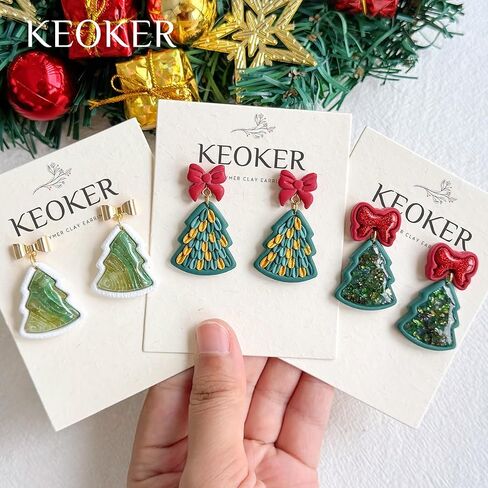 Keoker Christmas Embedded Clay Cutters, Christmas Polymer Clay Cutters, 12 Shapes Christmas Clay Cutters for Polymer Clay Jewelry, Polymer Clay Christmas Cutters, Polymer Clay Cutters Christmas in Saudi Arabia