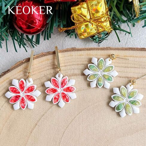 Keoker Christmas Embedded Clay Cutters, Christmas Polymer Clay Cutters, 12 Shapes Christmas Clay Cutters for Polymer Clay Jewelry, Polymer Clay Christmas Cutters, Polymer Clay Cutters Christmas in Saudi Arabia