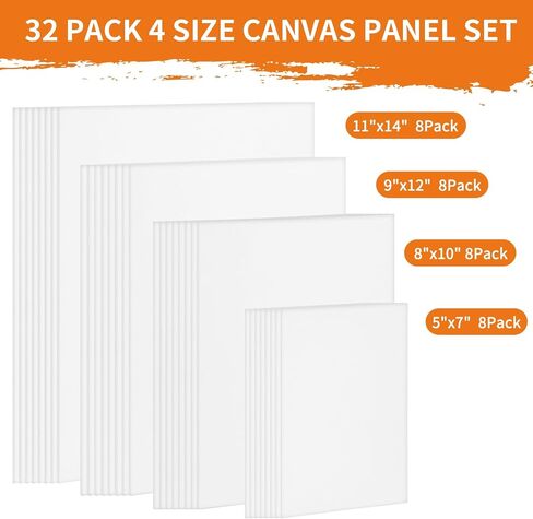 Fixwal Canvases Boards for Painting, 18 Pack Art Painting Canvas Multipack, 4x4, 5x7, 8x10, 9x12, 11x14 Inches 3mm Canvas Panels, Painting Supplies for Acrylic, Oil Paint, Tempera, Watercolor, Gouache in Kuwait