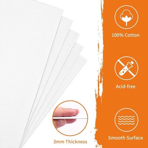 Fixwal Canvases Boards for Painting, 18 Pack Art Painting Canvas Multipack, 4x4, 5x7, 8x10, 9x12, 11x14 Inches 3mm Canvas Panels, Painting Supplies for Acrylic, Oil Paint, Tempera, Watercolor, Gouache in Kuwait