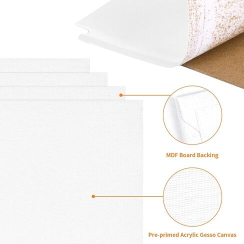 Fixwal Canvases Boards for Painting, 18 Pack Art Painting Canvas Multipack, 4x4, 5x7, 8x10, 9x12, 11x14 Inches 3mm Canvas Panels, Painting Supplies for Acrylic, Oil Paint, Tempera, Watercolor, Gouache in Kuwait